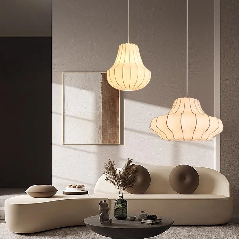 Afralia™ Silk LED Chandelier Pendant Light for Nordic Home Decor