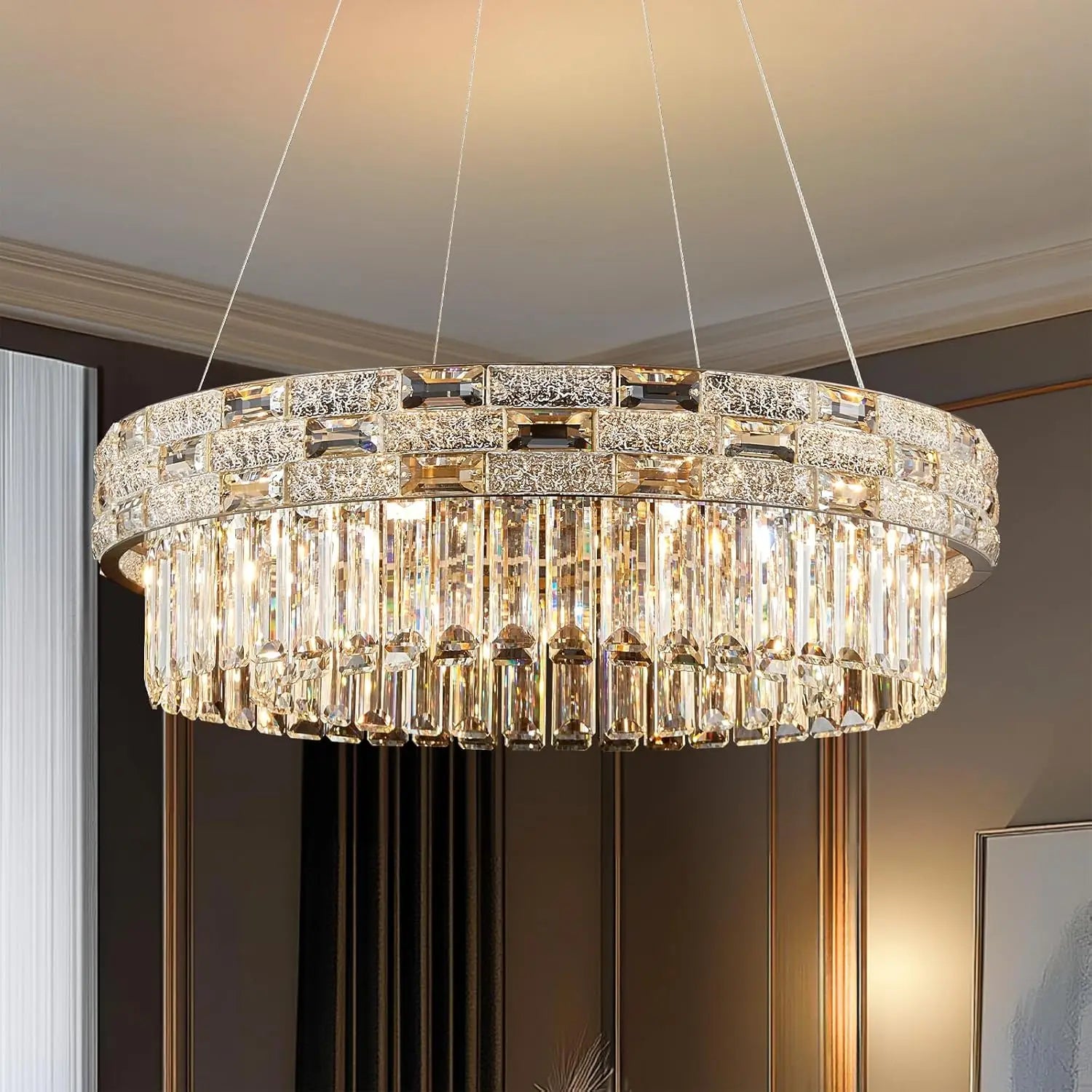 Afralia™ Gold Crystal Chandelier for Luxury Living Room & Kitchen Island