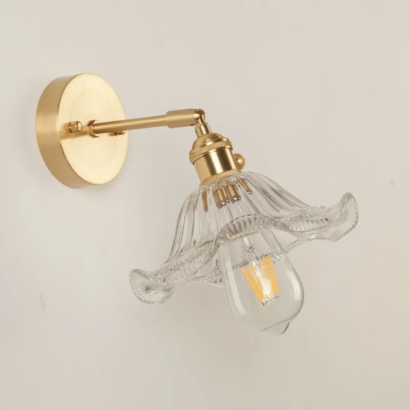 Afralia™ Nordic Glass LED Wall Lamps Copper Arm Wandlamp