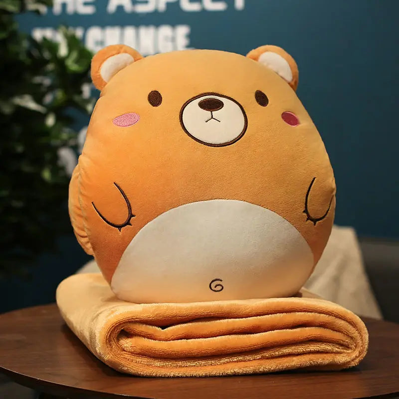 Afralia™ Cartoon Animal Throw Pillow Blanket: Two-in-one Multi-functional Home Office Summer Blanket