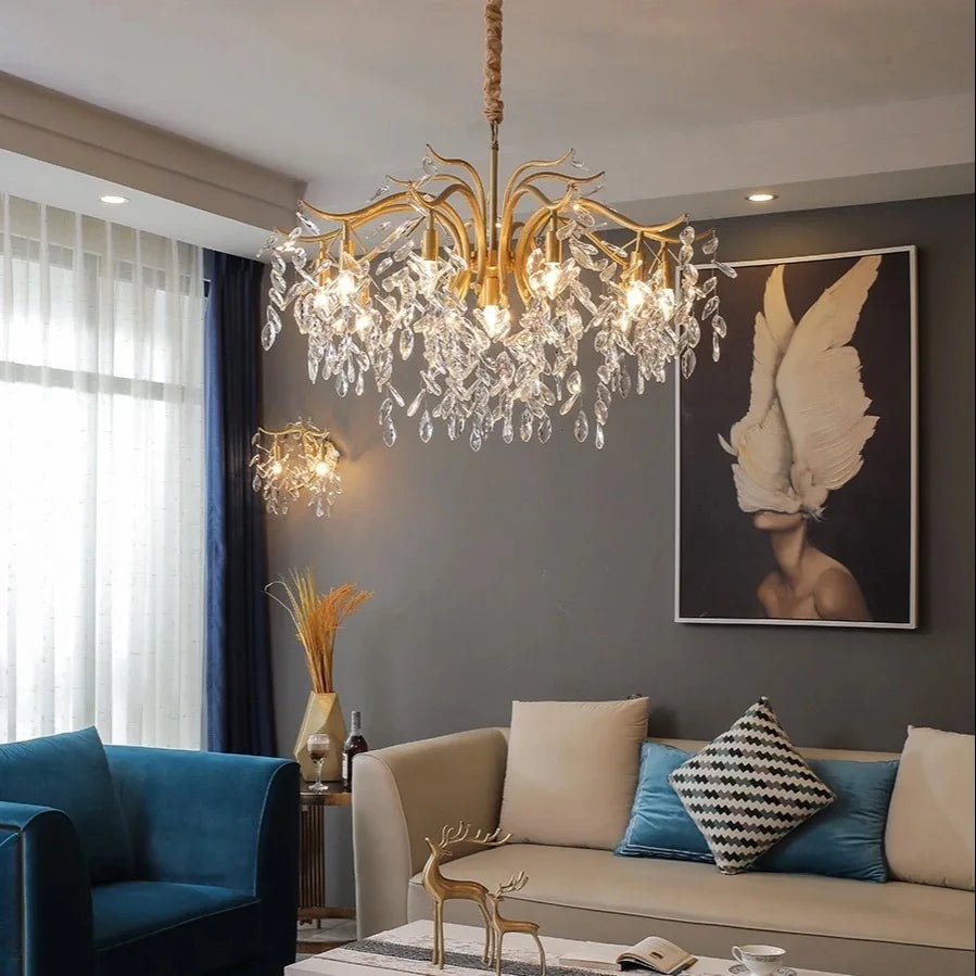 Afralia™ Crystal Branch Chandelier: Modern Minimalist Luxury Lighting for Living Room and Bedroom