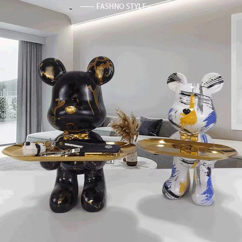Afralia™ Graffiti Bear Figurine: Modern Table Decor & Key Storage Sculpture
