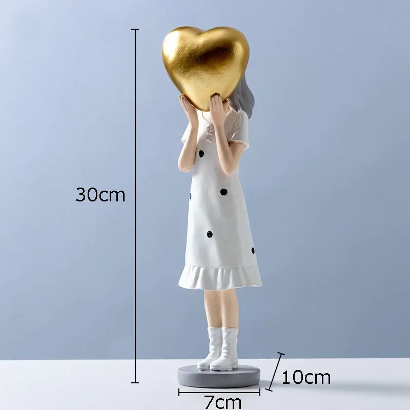 Afralia™ Modern Girl Resin Statue Decor Figure Sculpture Home Ornament