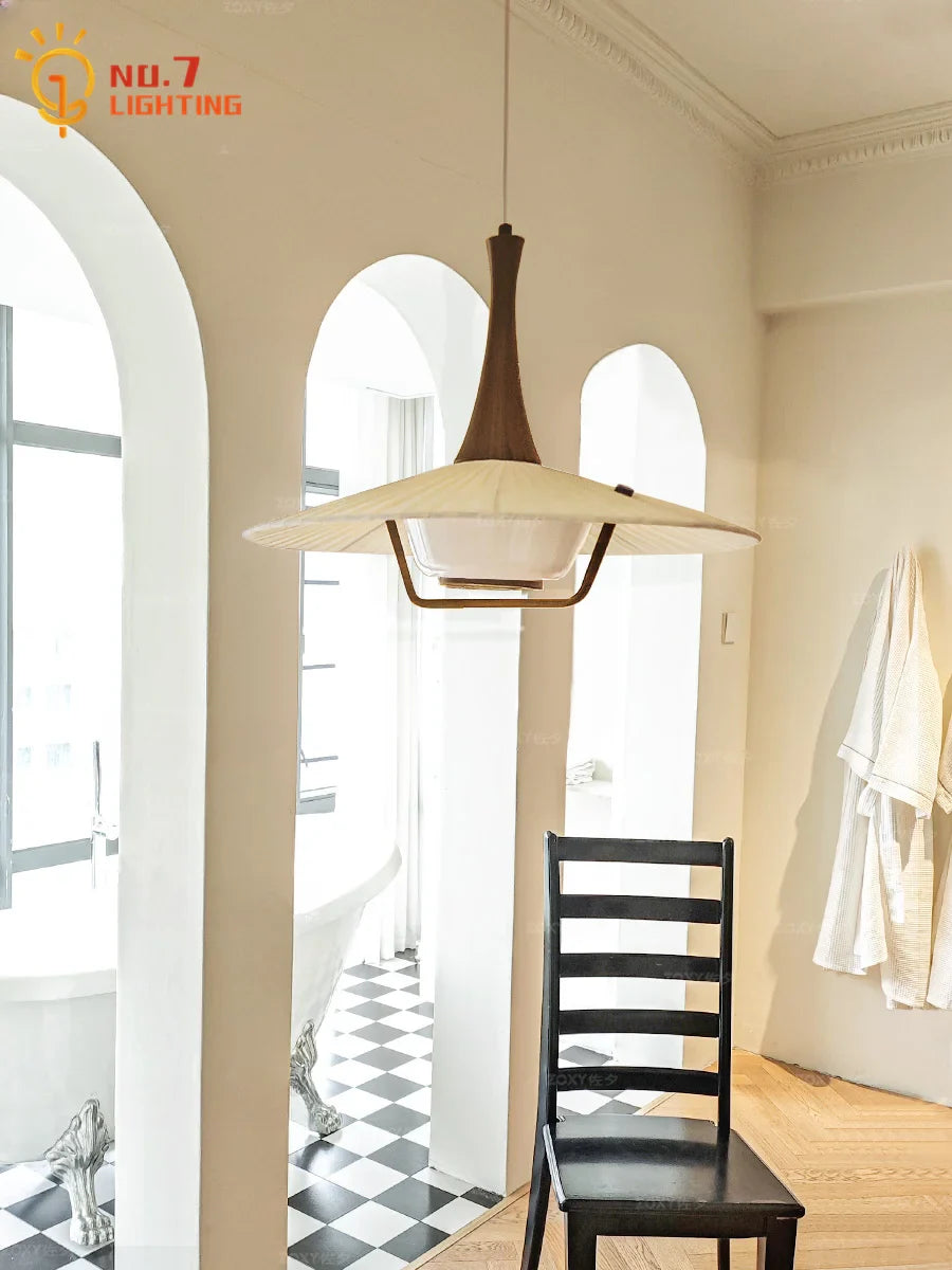 Afralia™ Walnut Flying Saucer LED Pendant Lights for Kitchen Island & Living Room