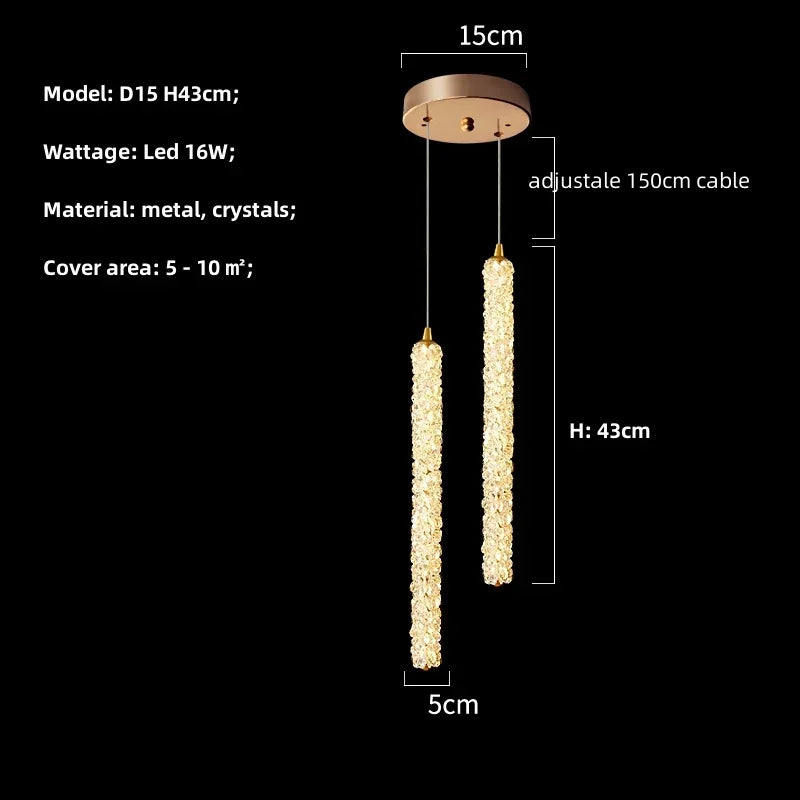 Afralia™ Luxury Crystal Pendant Chandelier LED Light Fixture for Modern Home Decor