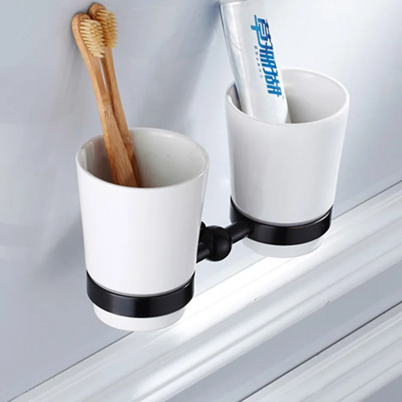 Afralia™ Ceramic Glass Tumbler Cup Sets Bathroom Accessories