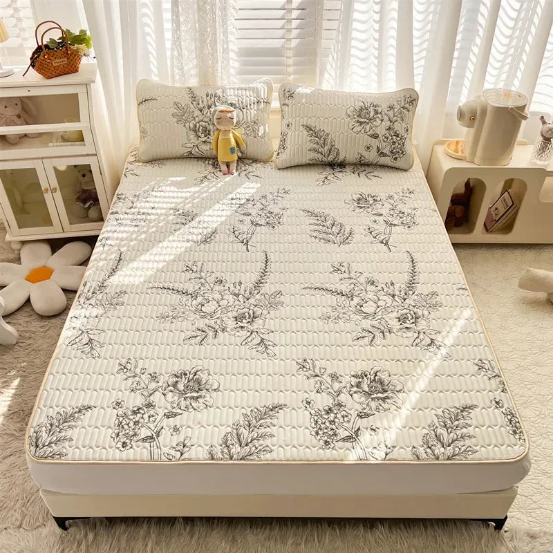 Afralia™ Cartoon Print Silky Mattress Set: 4-Layer Quilted Breathable Cushion