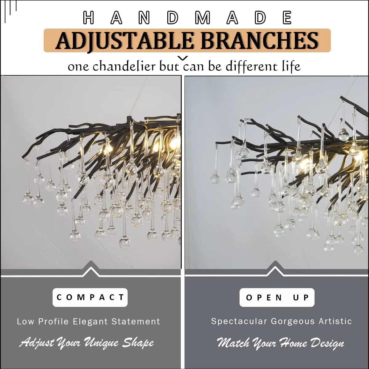 Afralia™ Crystal Chandelier: Black/Gold/Chrome Ceiling Lamp for Living Room & Dining Table