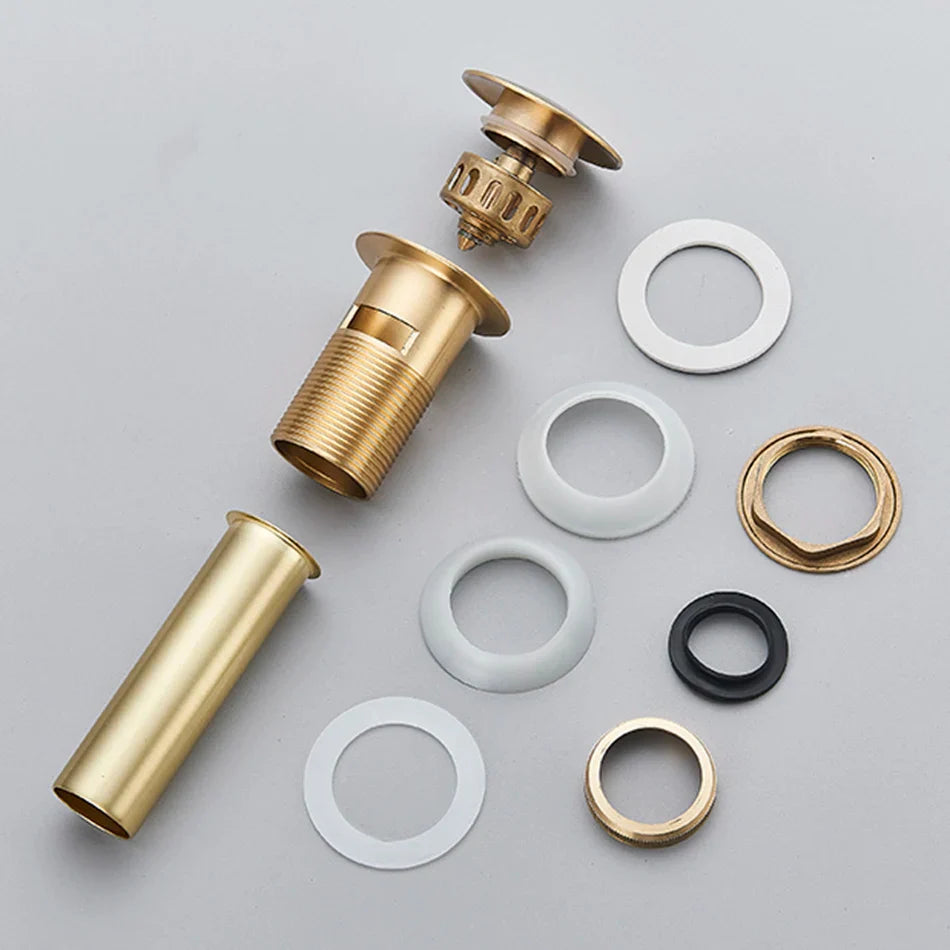 Afralia™ Brass Basin Sink Pop Up Drain - Black Gold Stopper Filter