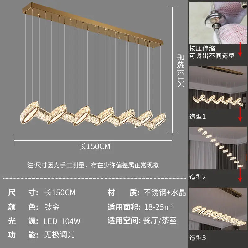 Afralia™ Crystal Chandelier Stair Pendant Light Living Room Interior Lighting