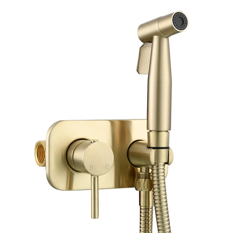Afralia™ Brass Bidet Sprayer Set with Hot and Cold Faucet - High Pressure Toilet Shower