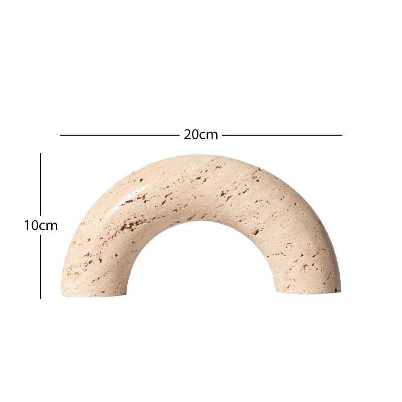 Afralia™ Archway Shape Travertine Sculpture Figurine Statue for Home Decor
