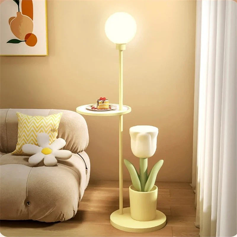 Afralia™ Resin Crafts LED Floor Lamp for Living Room Bedroom Ambient Light