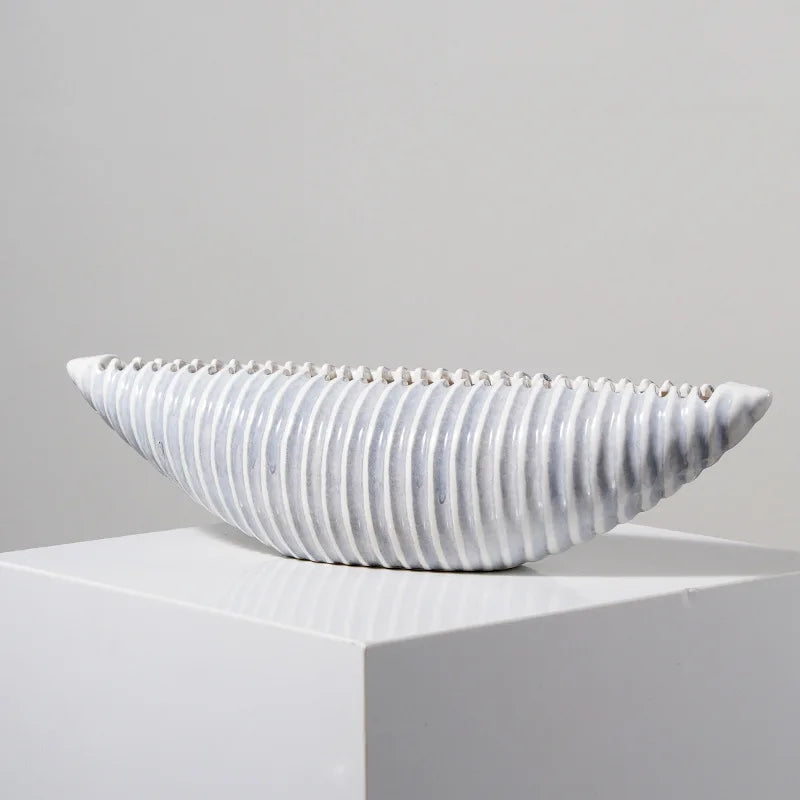 Afralia™ Striped Shell Clam Geometric Desktop Ornament Storage Figurine Decor