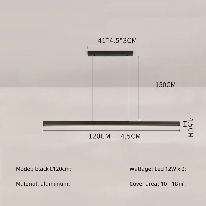 Afralia™ Modern Straight Pendant LED Light - Minimalist Painted Aluminium Chandelier