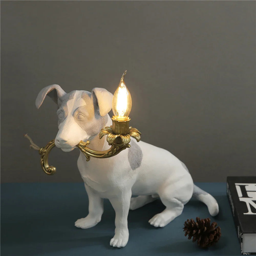 Afralia™ Resin Puppy Table Lamp: Modern Creative Home Decor Bedroom Living Room Gift