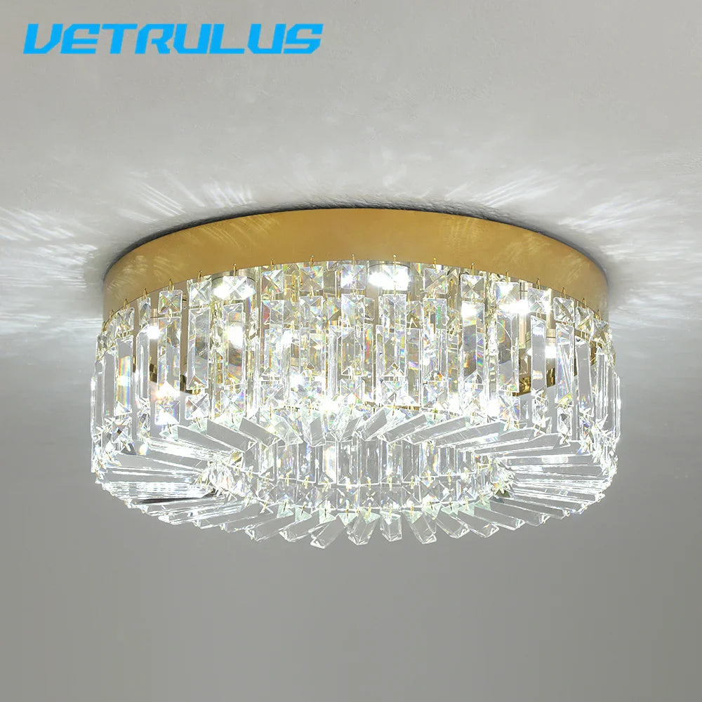 Afralia™ Crystal Ceiling Chandelier: Modern LED Round Pendant Lamp for Luxury Home Decor