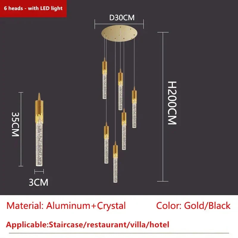 Afralia™ Luxury Crystal LED Ceiling Chandelier for Living Room, Staircase, and Home Decor