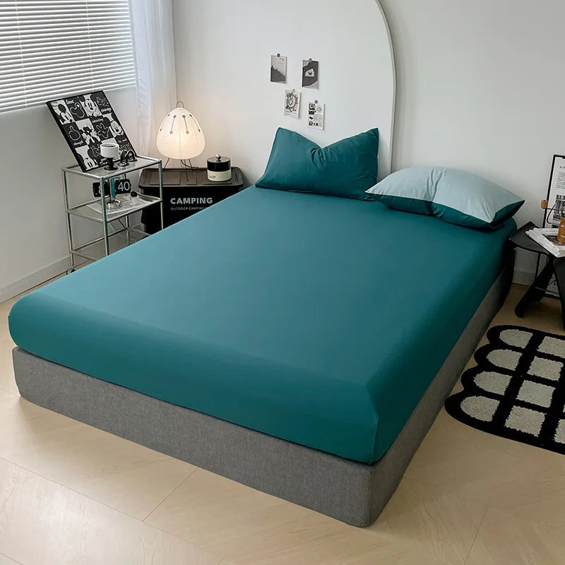 Afralia™ Soft Comfort Solid Color Fitted Bed Sheet - Double Mattress Cover
