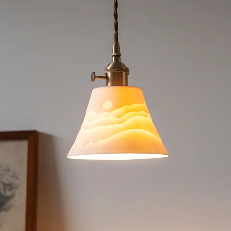 Afralia™ Ceramic LED Pendant Light: Vintage Japanese Style for Kitchen, Cafe, Living Room