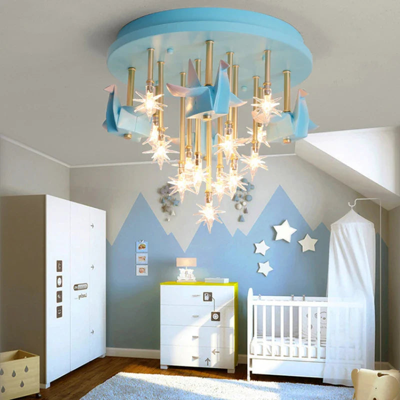 Afralia™ Unicorn Stars Ceiling Lamp for Children's Room - Modern Resin LED Light