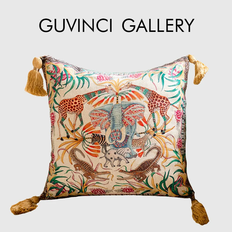 Afralia™ Elephant Jungle Paradise Throw Pillow Cover