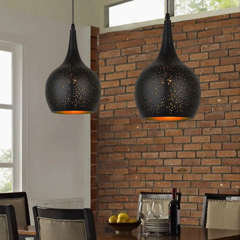 Afralia™ Black Nordic Industrial Pendant Light Chandelier Retro Decor E27 Dining Kitchen Lamp