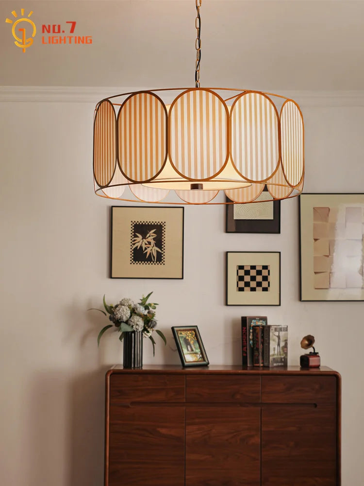 Afralia™ Medieval Style Pendant Lights LED Fabric Art Decorative Hanging Lamp