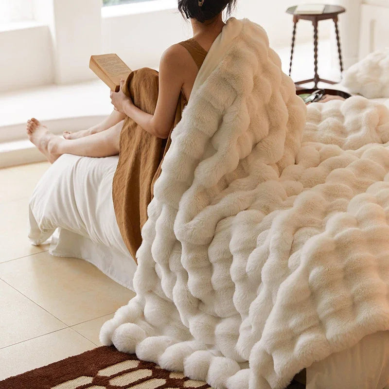 Luxury Tie-dye Tuscan Faux Fur Weighted Blankets by Afralia™: Winter Sofa & Bed Warmth