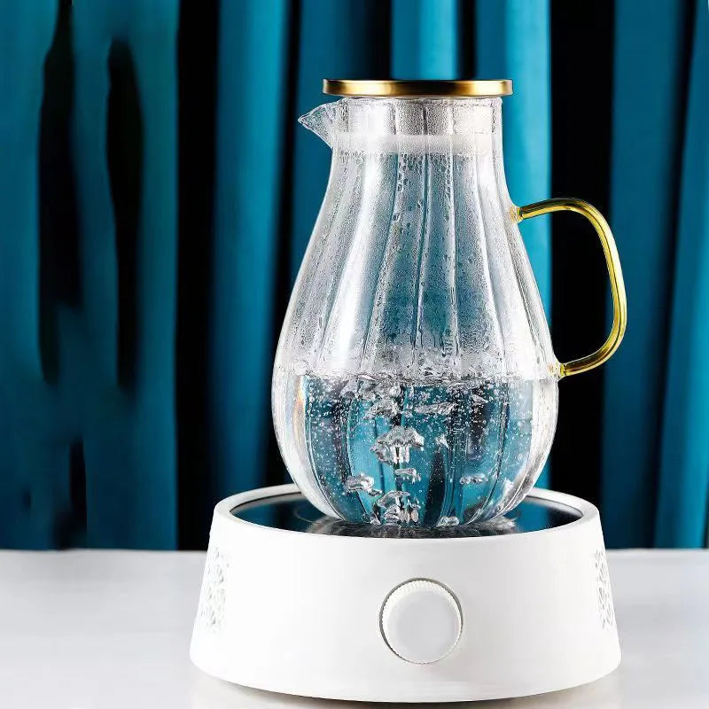 Afralia™ Glass Water Bottle: High Capacity Vertical Stripes Jug for Cold & Hot Beverages