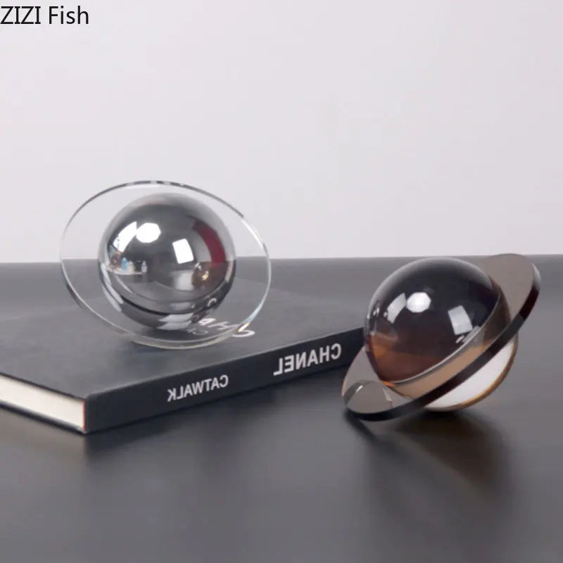 Afralia™ Crystal Planet Sculpture Ornaments: Modern Geometric Desk Decor & Crafts
