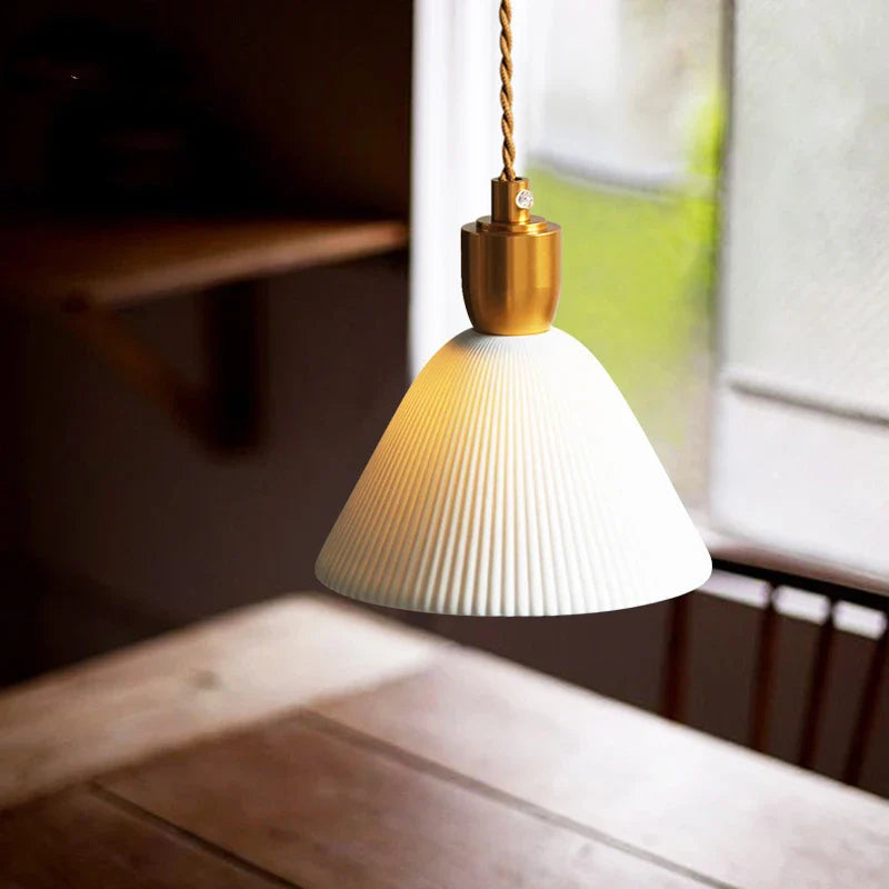 Afralia™ Small Ceramic LED Pendant Lamp Japanese Style Dinning Living Room Light