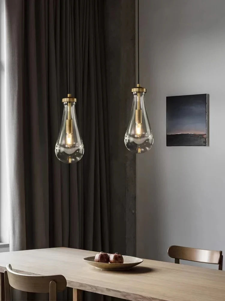 Afralia™ Water Drop Glass Pendant Light: Nordic Brass Finish for Dining Room, Bar, Bedroom Fixtures