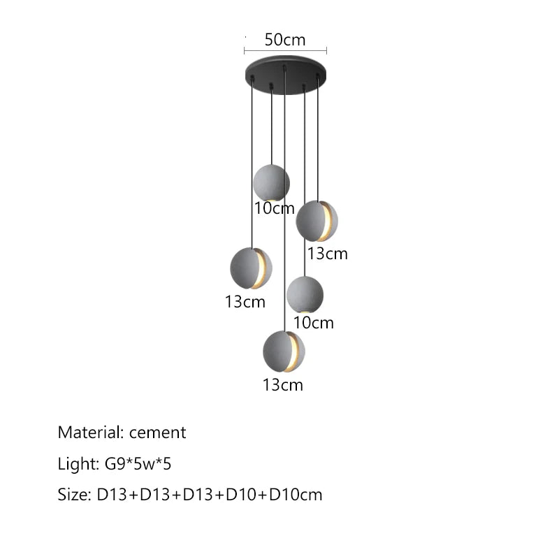 Afralia™ Cement Planet Chandelier Hanging Lamp for Dining Room & Bedroom