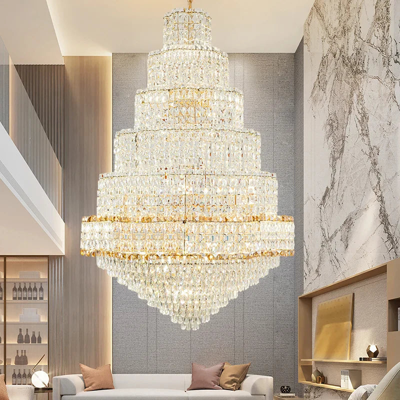Afralia™ Modern Crystal Duplex Chandelier for Luxurious European Style Villa Living Room