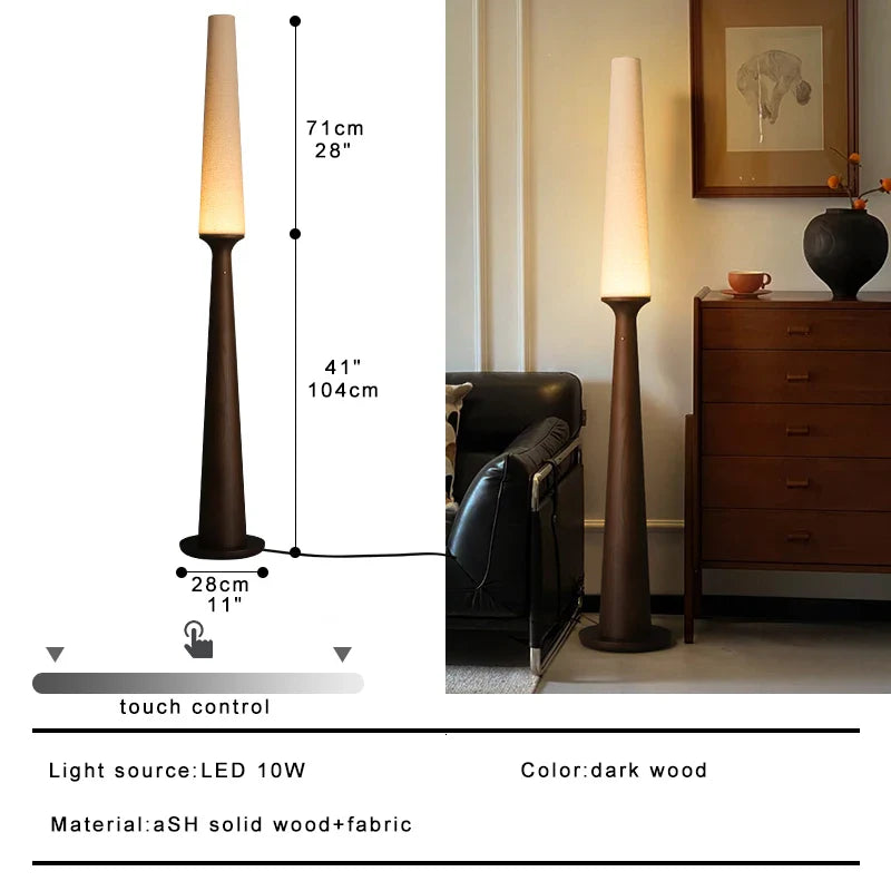 Afralia™ Nordic Wooden Floor Lamp with Black Fabric Lampshade for Home Decoration