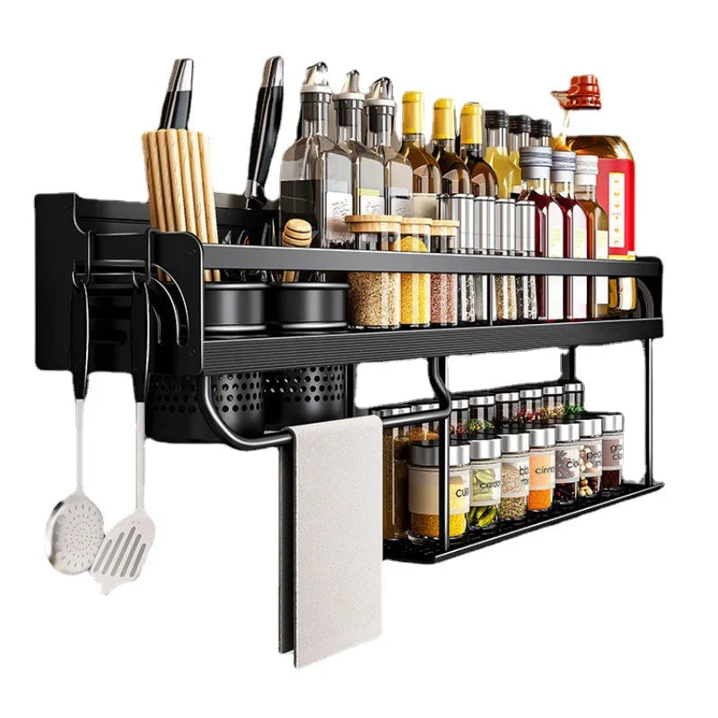 Afralia™ Double-Layer Kitchen Organizer Wall Spice Storage Rack