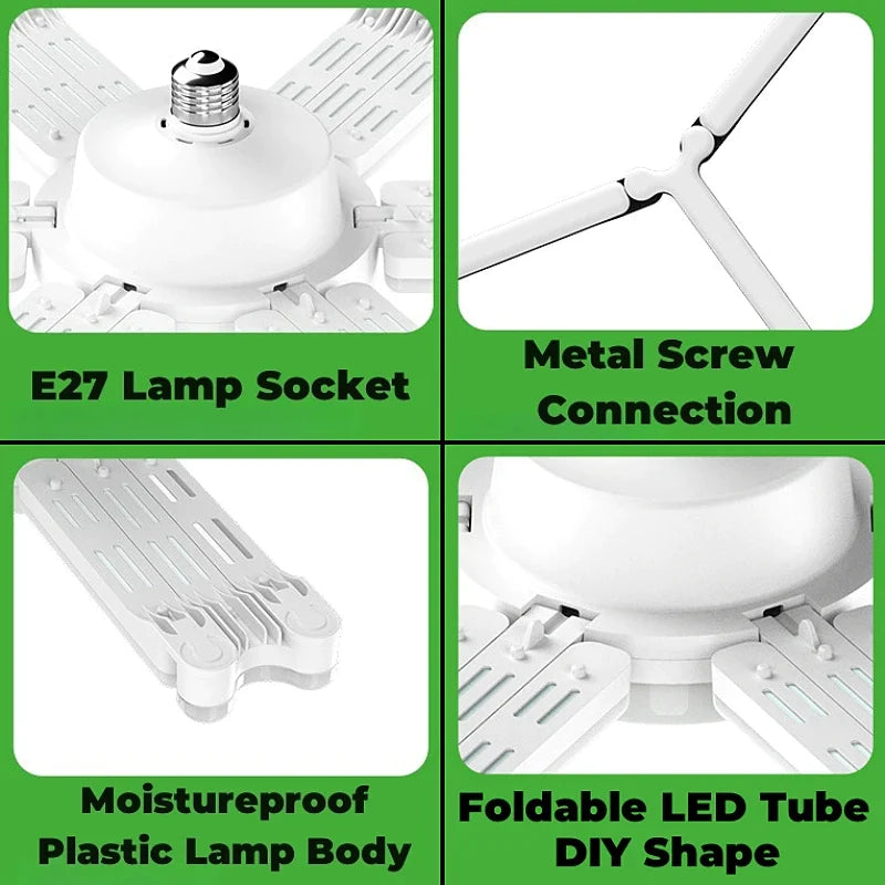 Afralia™ Deformable LED Garage Lights 80W/100W/120W Ceiling Industrial E27 Bulb