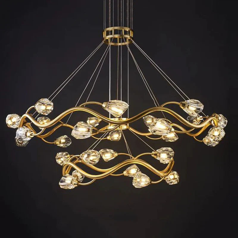 Afralia™ Crystal Chandelier LED Ceiling Light Modern Luxury Hanging Chandeliers for Living Room