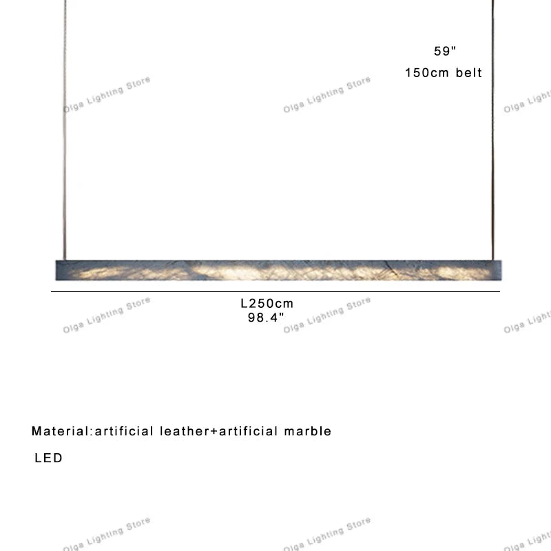 Afralia™ Modern Long Chandeliers with Artificial Leather for Home Decor and Dining Room