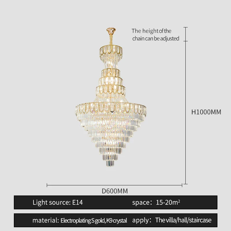 Afralia™ Modern Crystal Loft Chandelier for Luxury Attic Living Room