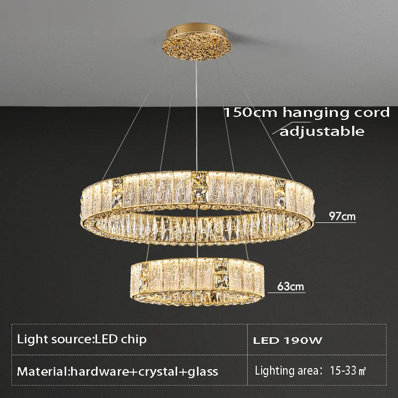 Afralia™ Crystal Ceiling Chandelier | Luxury Glass Hanging Lamps LED Décor