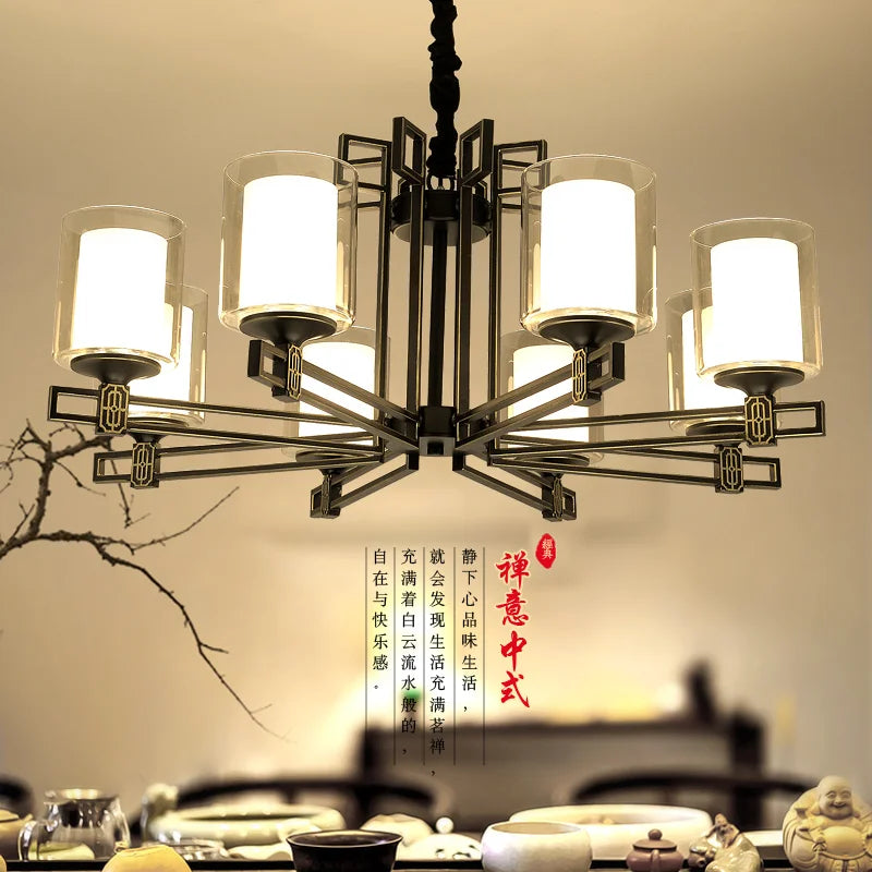 Afralia™ Zen Copper Chandelier for Living Room, Dining Room, Hotel, Restaurant