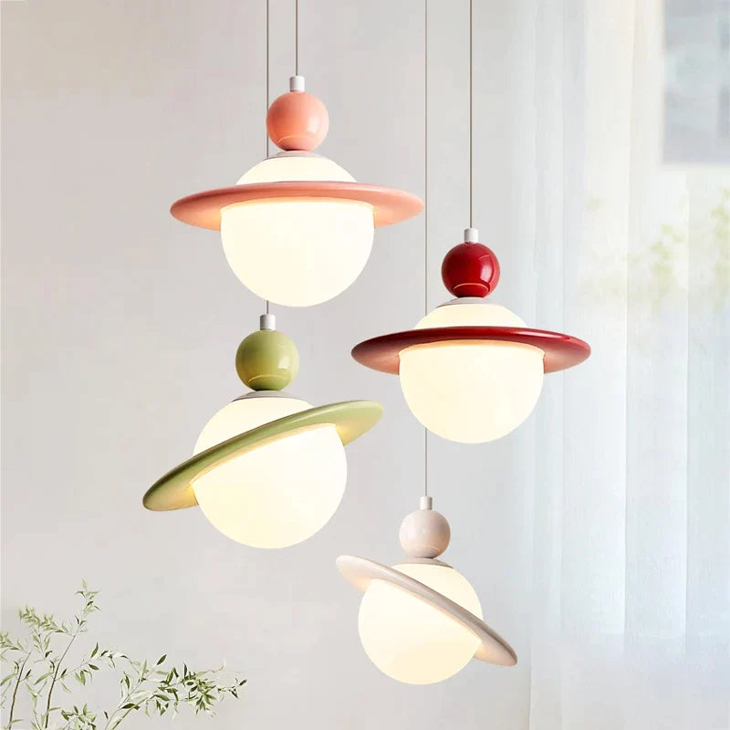 Afralia™ Nordic LED Planet Macaron Pendant Light for Home Indoor Decor