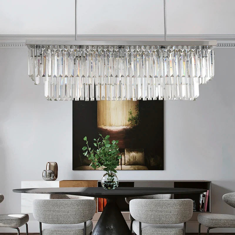 Afralia™ Silver Crystal Chandelier: Luxury LED Pendant for Dining Room & Kitchen Island