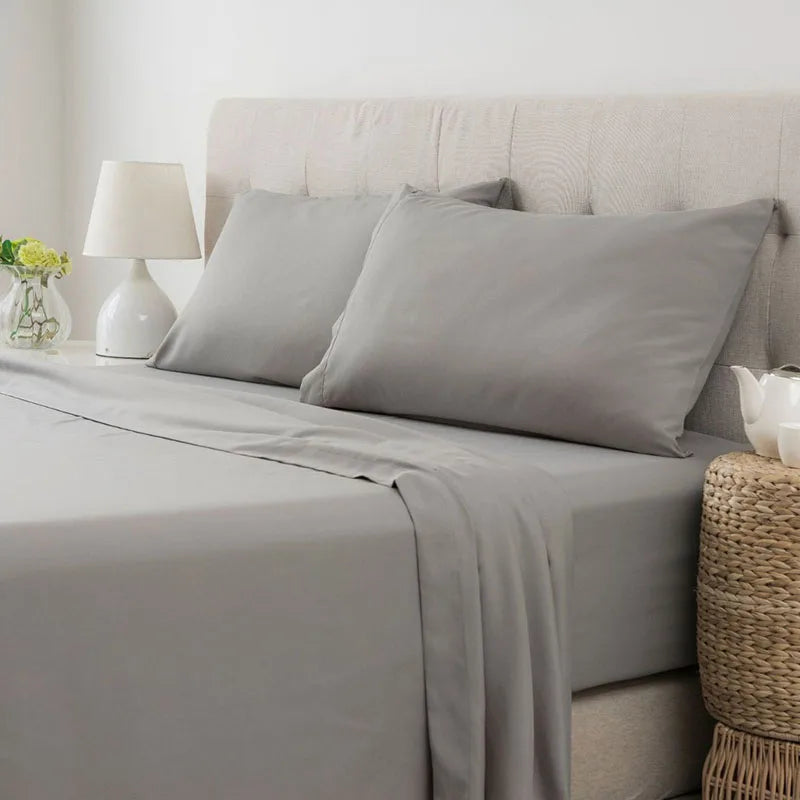 Afralia™ Solid Bed Sheet Set 4 Pcs - All Seasons Full Queen Twin Size Kit