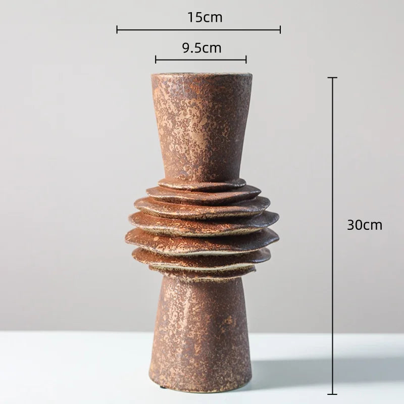 Afralia™ Geometric Pleated Ceramic Vase for Flower Arrangements