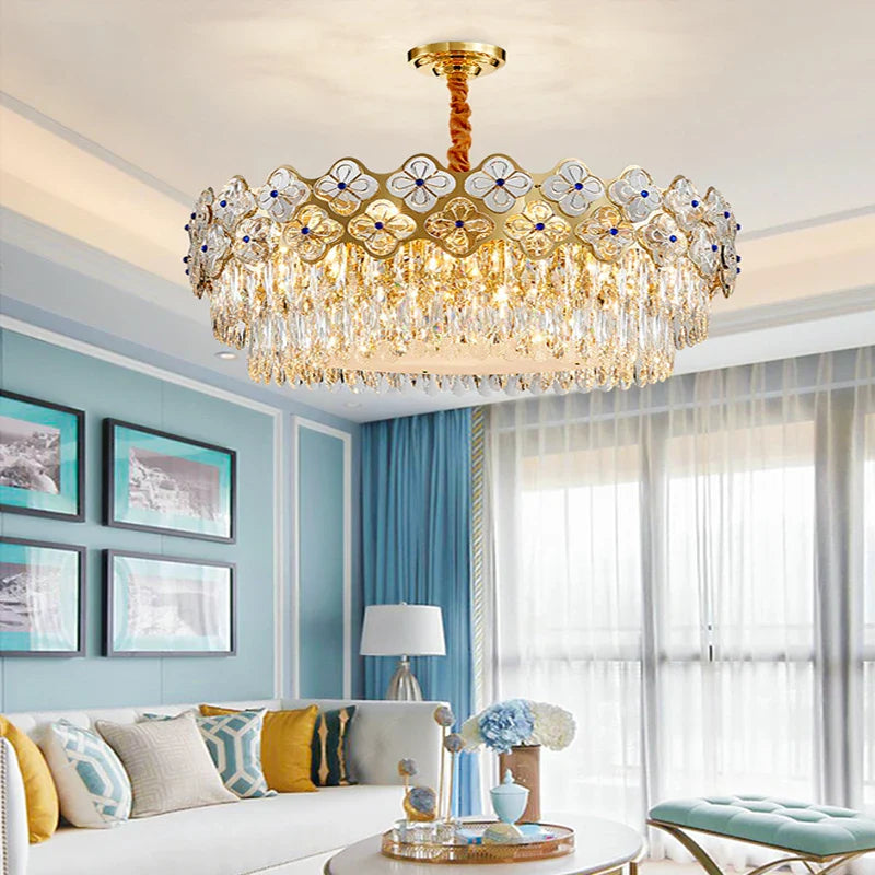 Afralia™ European Crystal Luxury Chandelier Gold Room Decor Hanglamp