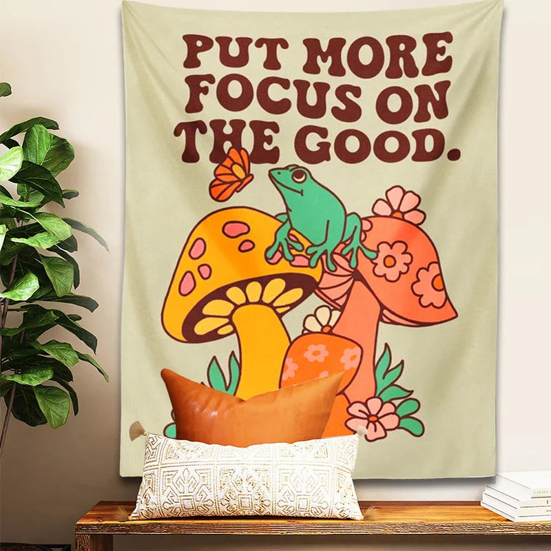 Afralia™ Mushroom Frog Tapestry Wall Hanging for Trippy Aesthetic Retro Boho Decor