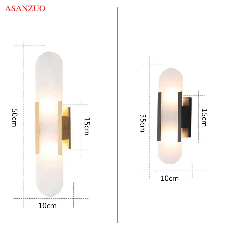 Afralia™ Jade Stone Wall Sconce Light Fixtures for Bedroom Living Room Hotel Decor